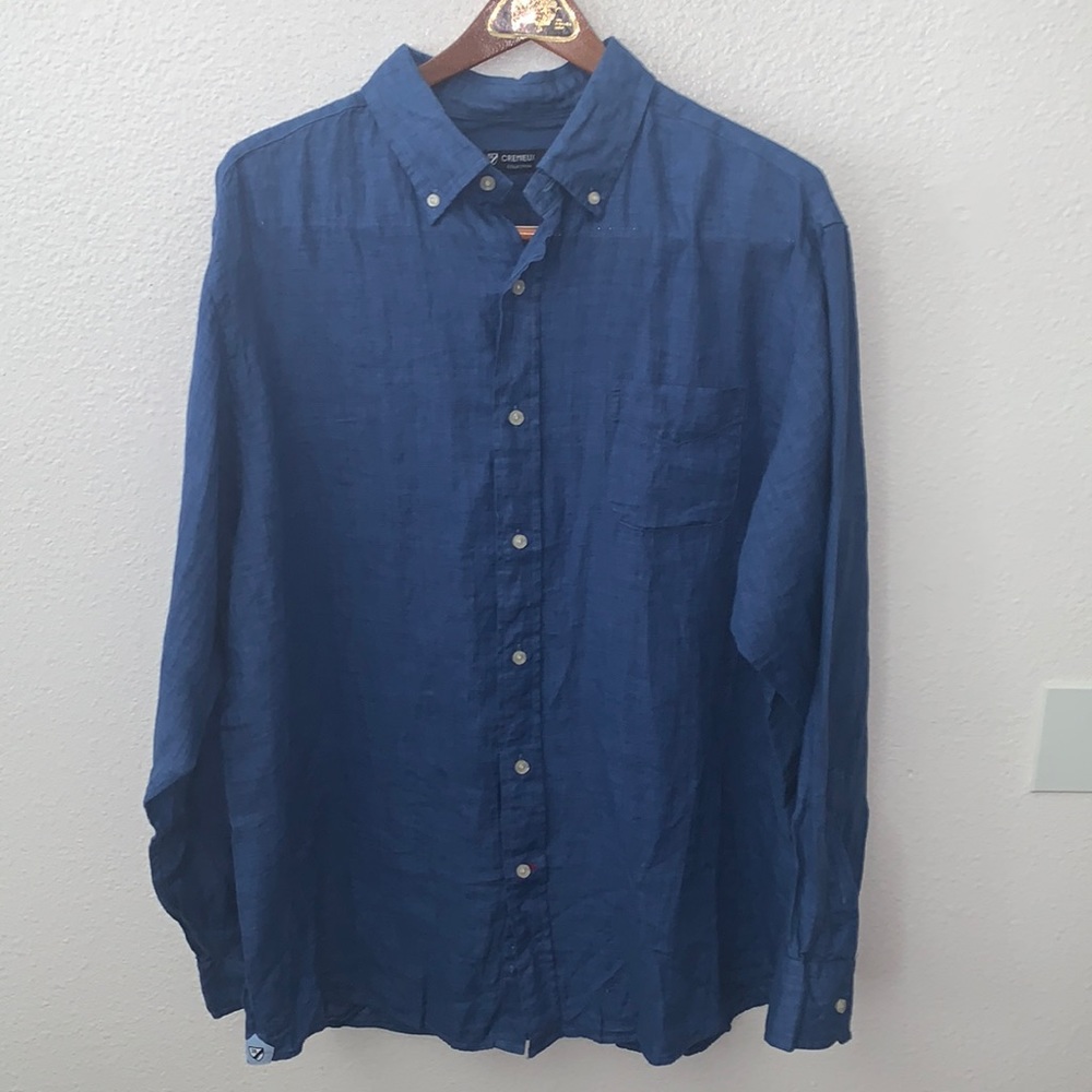 DANIEL CREMEIUX BLUE LINEN LONG SLEEVE SHIRT